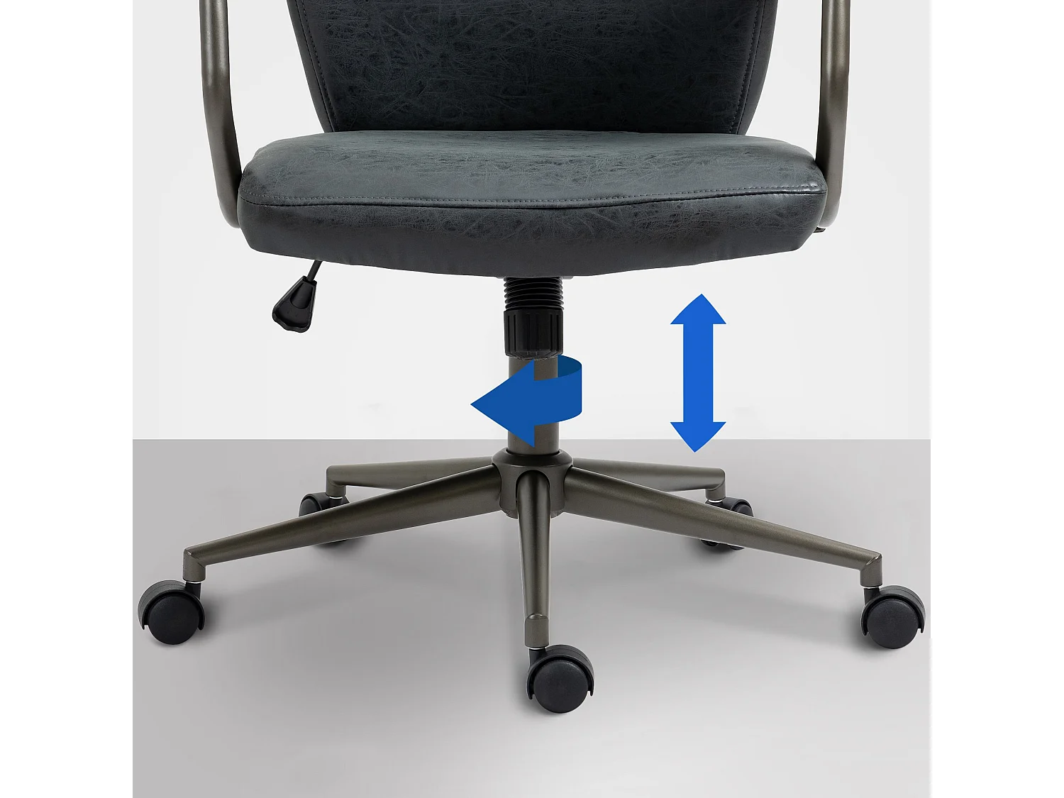 Chaise de bureau - Similicuir & Métal noir mat - Noir antique - Pocatello