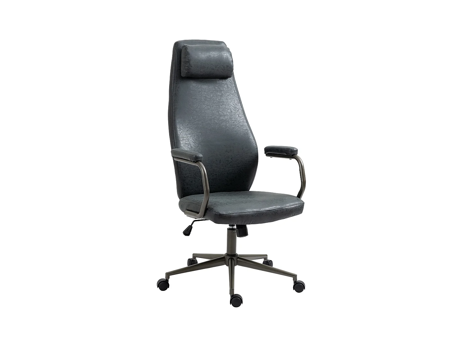 Chaise de bureau - Similicuir & Métal noir mat - Noir antique - Pocatello