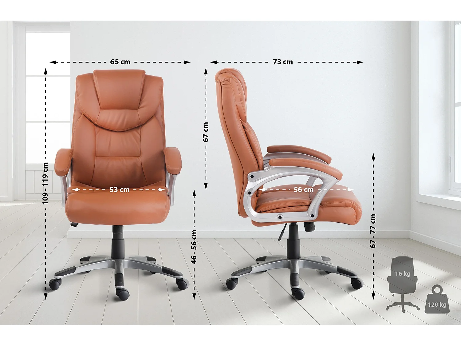 Bureaustoel - Kunstleer & natura - licht bruin - Texas V2