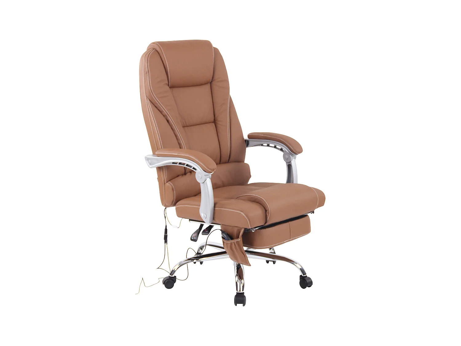Chaise de bureau - Véritable cuir - Marron clair - Pacific