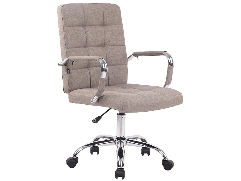 Chaise de bureau - Tissu & Métal chromé - Taupe - Deli PRO