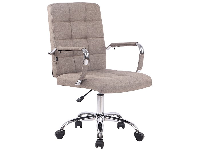 Bürostuhl - Stoff & Metall in Chromoptik - taupe - Deli PRO