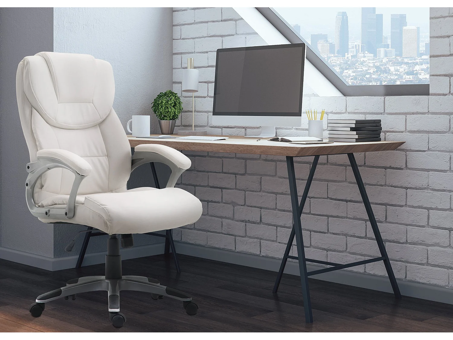 Chaise de bureau - Similicuir & Nature - Blanc - Texas V2