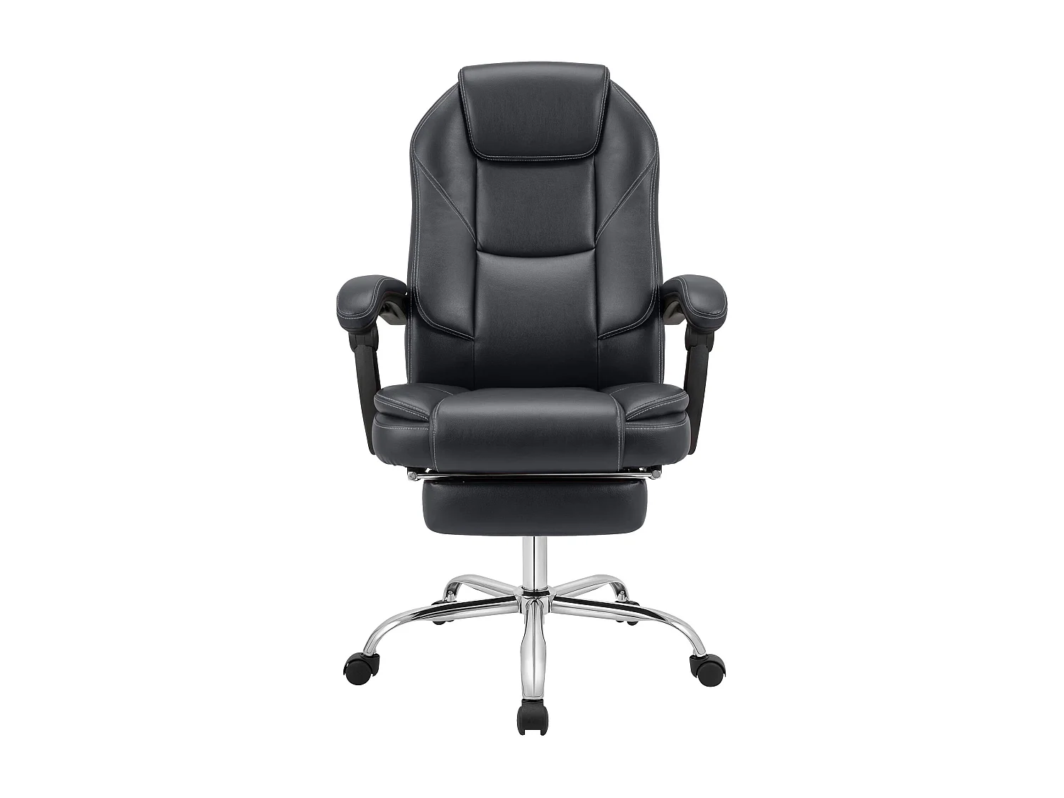 Chaise de bureau - Similicuir & Acier inoxydable - Noir - Castle