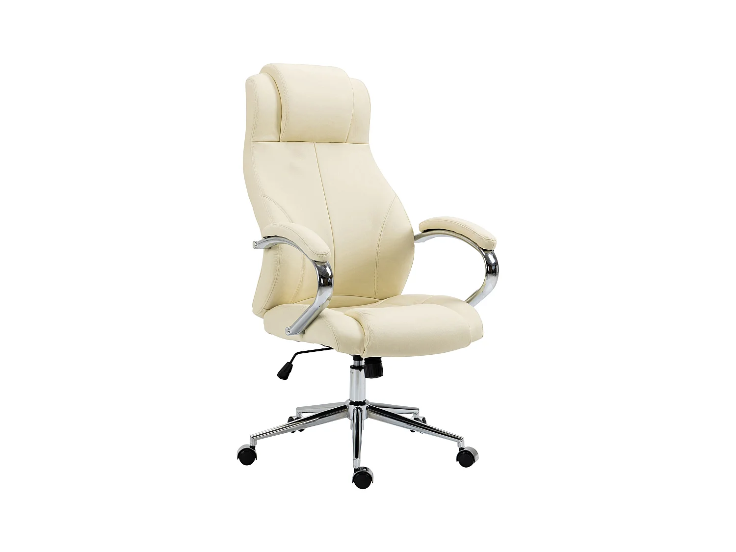 Chaise de bureau - Véritable cuir & Noir - Crème - Salford