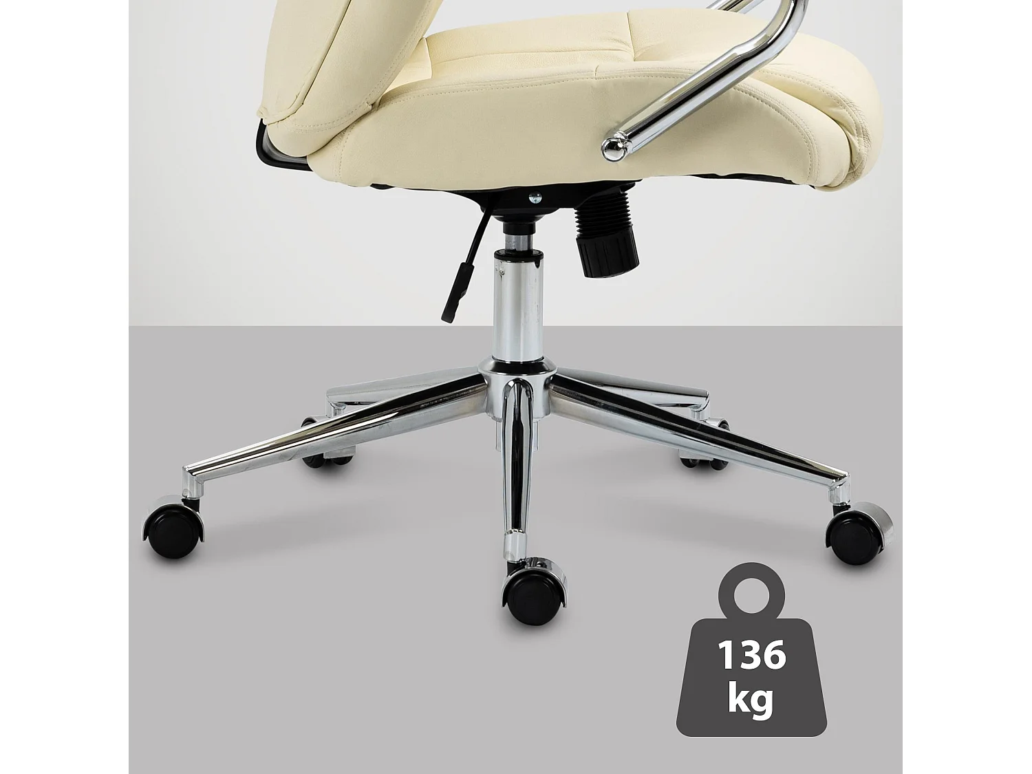 Chaise de bureau - Véritable cuir & Noir - Crème - Salford