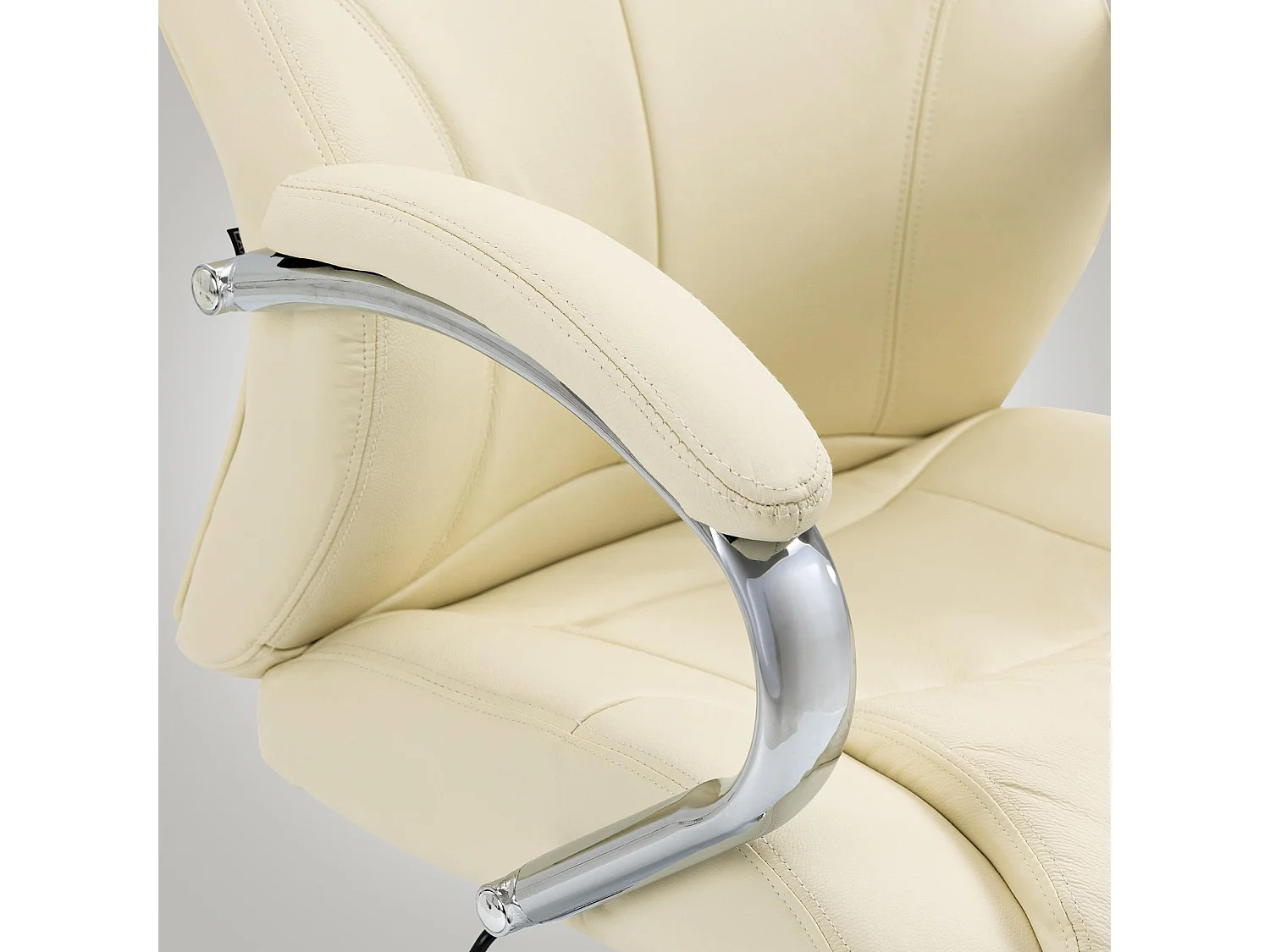 Chaise de bureau - Véritable cuir & Blanc - Crème - Salford