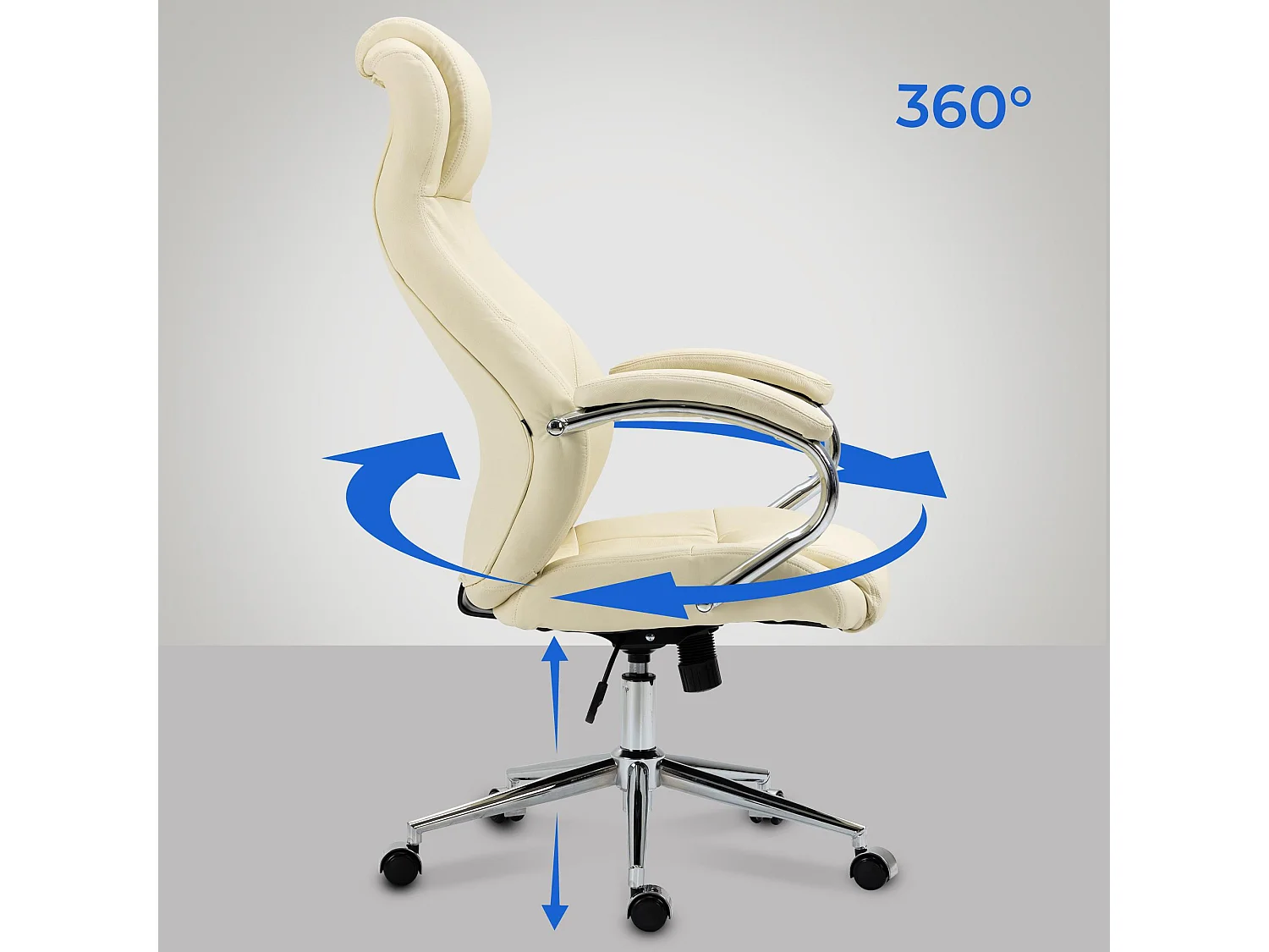 Chaise de bureau - Véritable cuir & Blanc - Crème - Salford