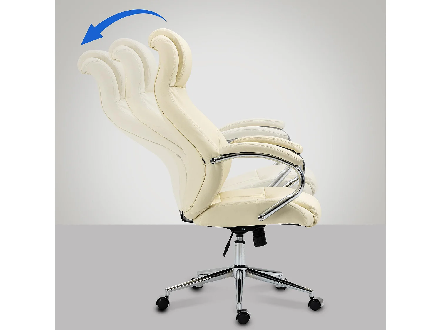Chaise de bureau - Véritable cuir & Blanc - Crème - Salford