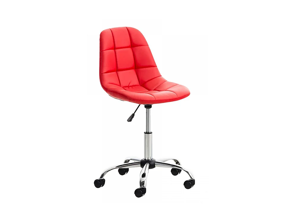 Chaise de bureau - Similicuir & Métal chromé - Rouge - Emil