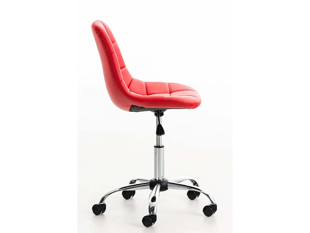 Chaise de bureau - Similicuir & Métal chromé - Rouge - Emil