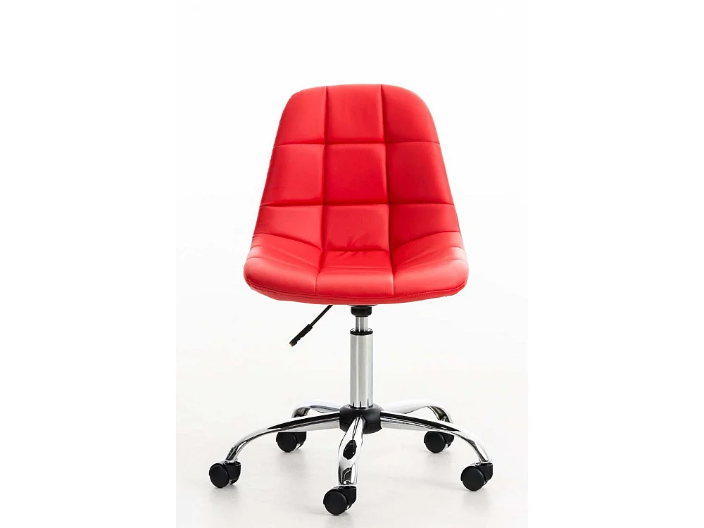 Chaise de bureau - Similicuir & Métal chromé - Rouge - Emil