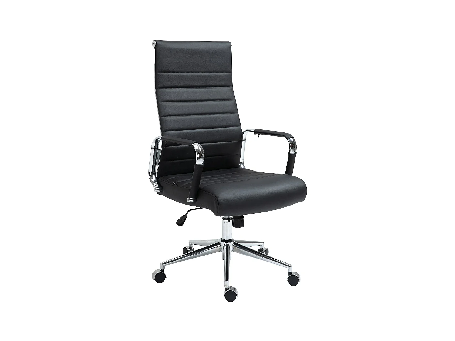 Chaise de bureau - Véritable cuir & Gris - Noir - Kolumbus
