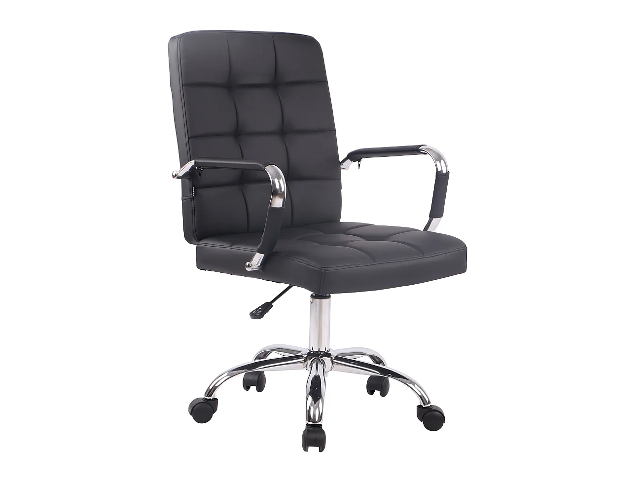 Chaise de bureau - Similicuir & Métal chromé - Noir - Deli PRO