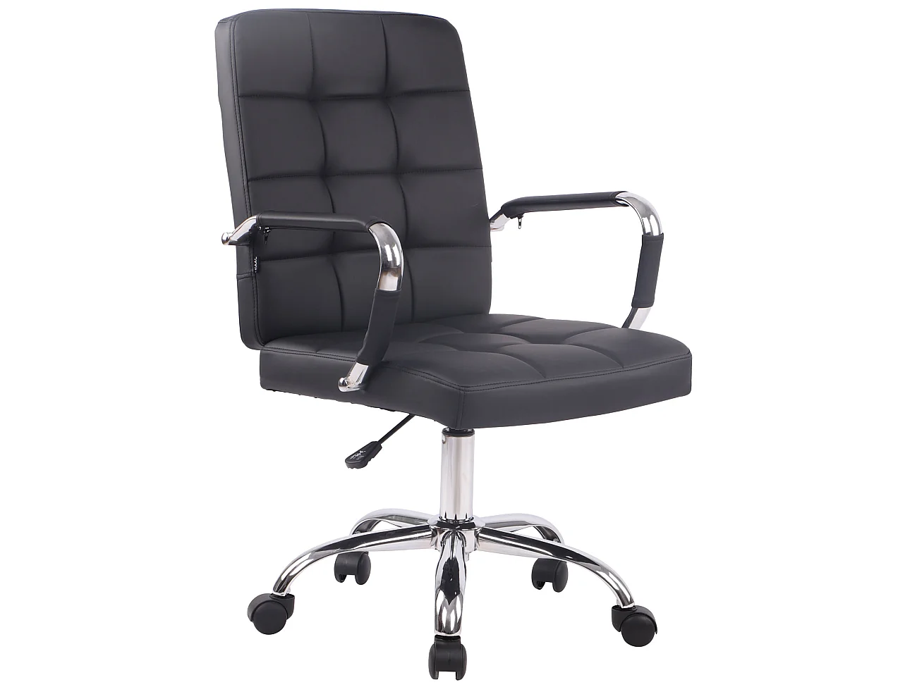 Chaise de bureau - Similicuir & Métal chromé - Noir - Deli PRO