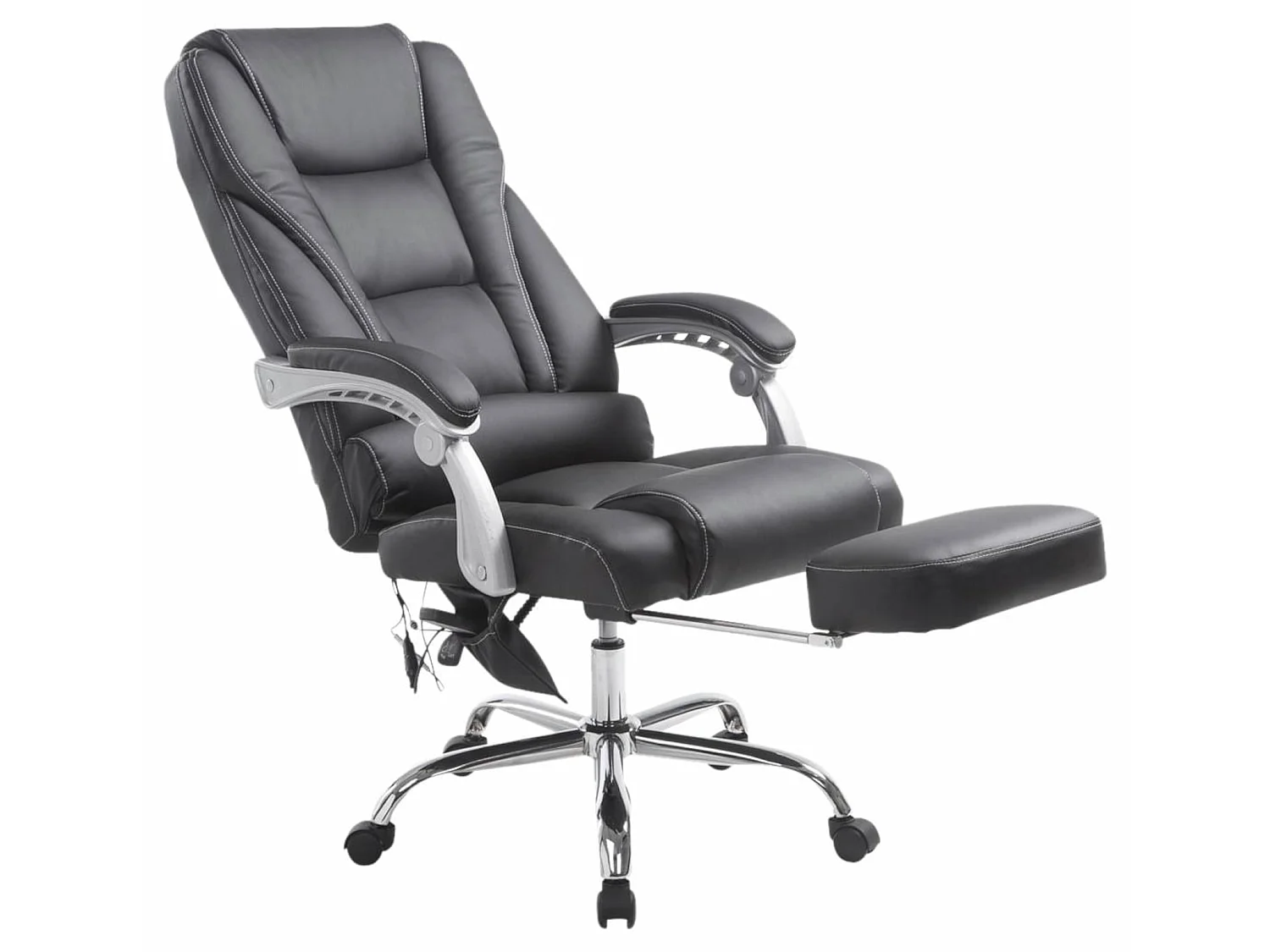 Chaise de bureau - Similicuir & Chrome - Noir - Pacific