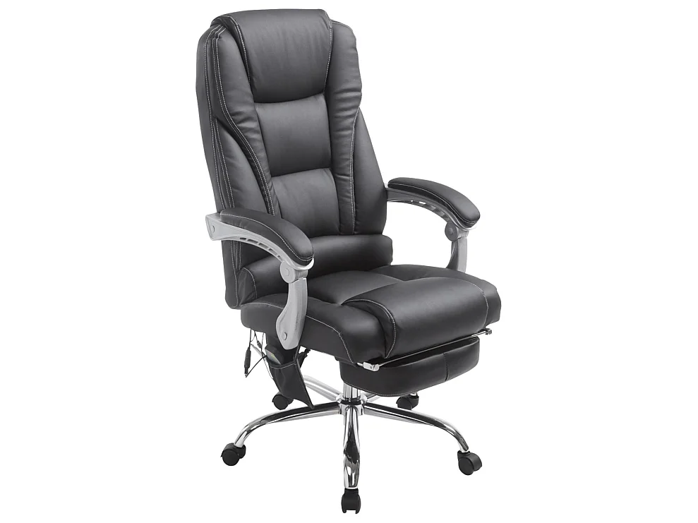 Chaise de bureau - Similicuir & Chrome - Noir - Pacific