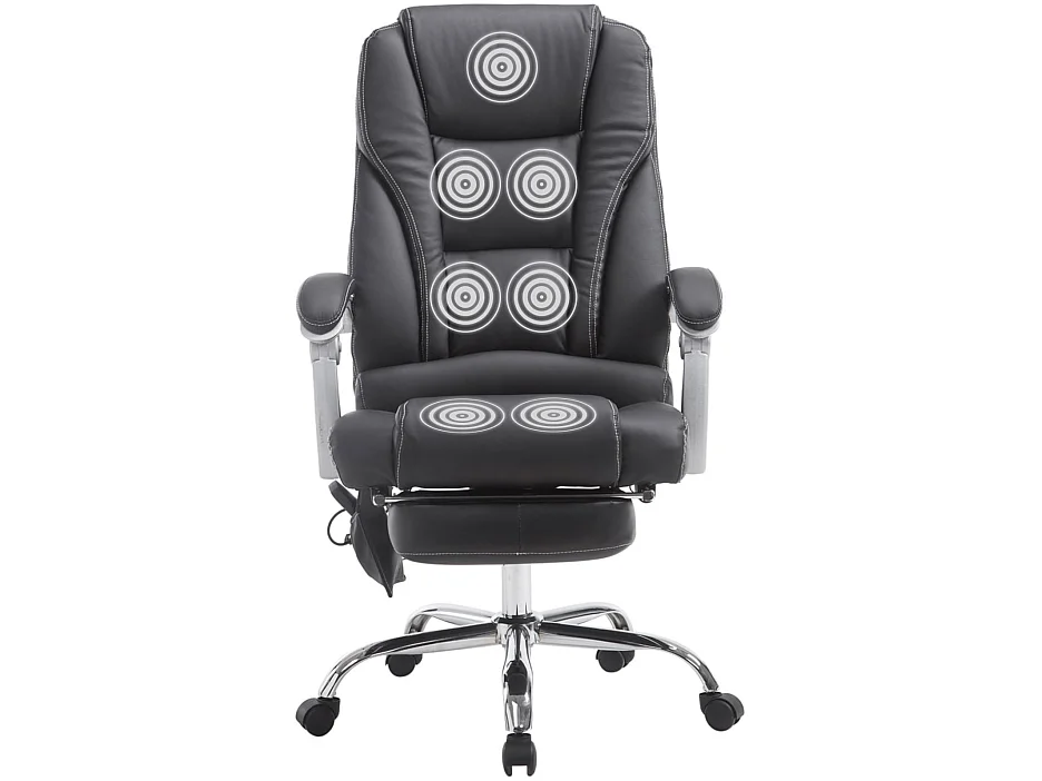 Chaise de bureau - Similicuir & Chrome - Noir - Pacific