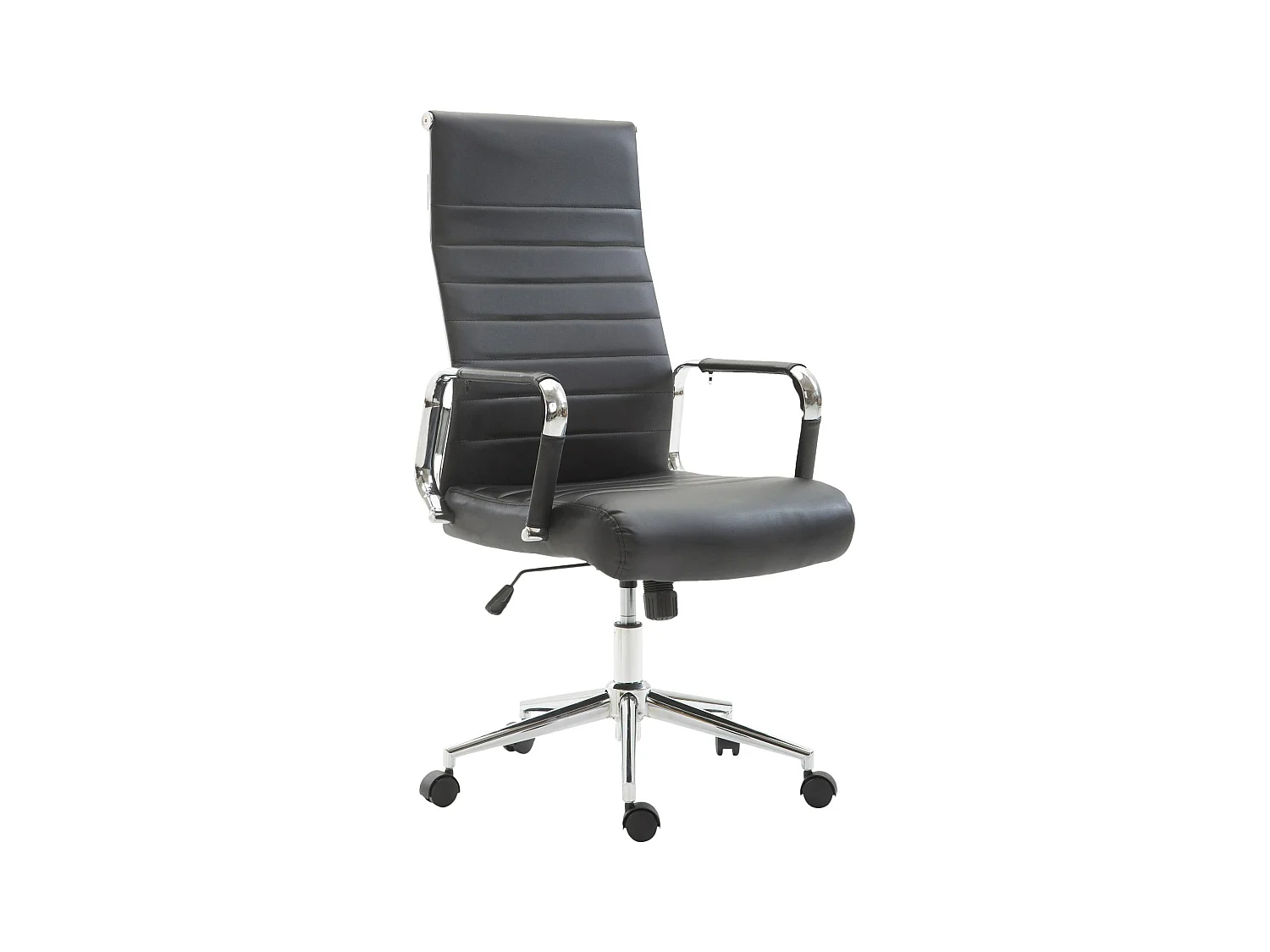 Chaise de bureau - Similicuir & Noyer - Noir - Kolumbus