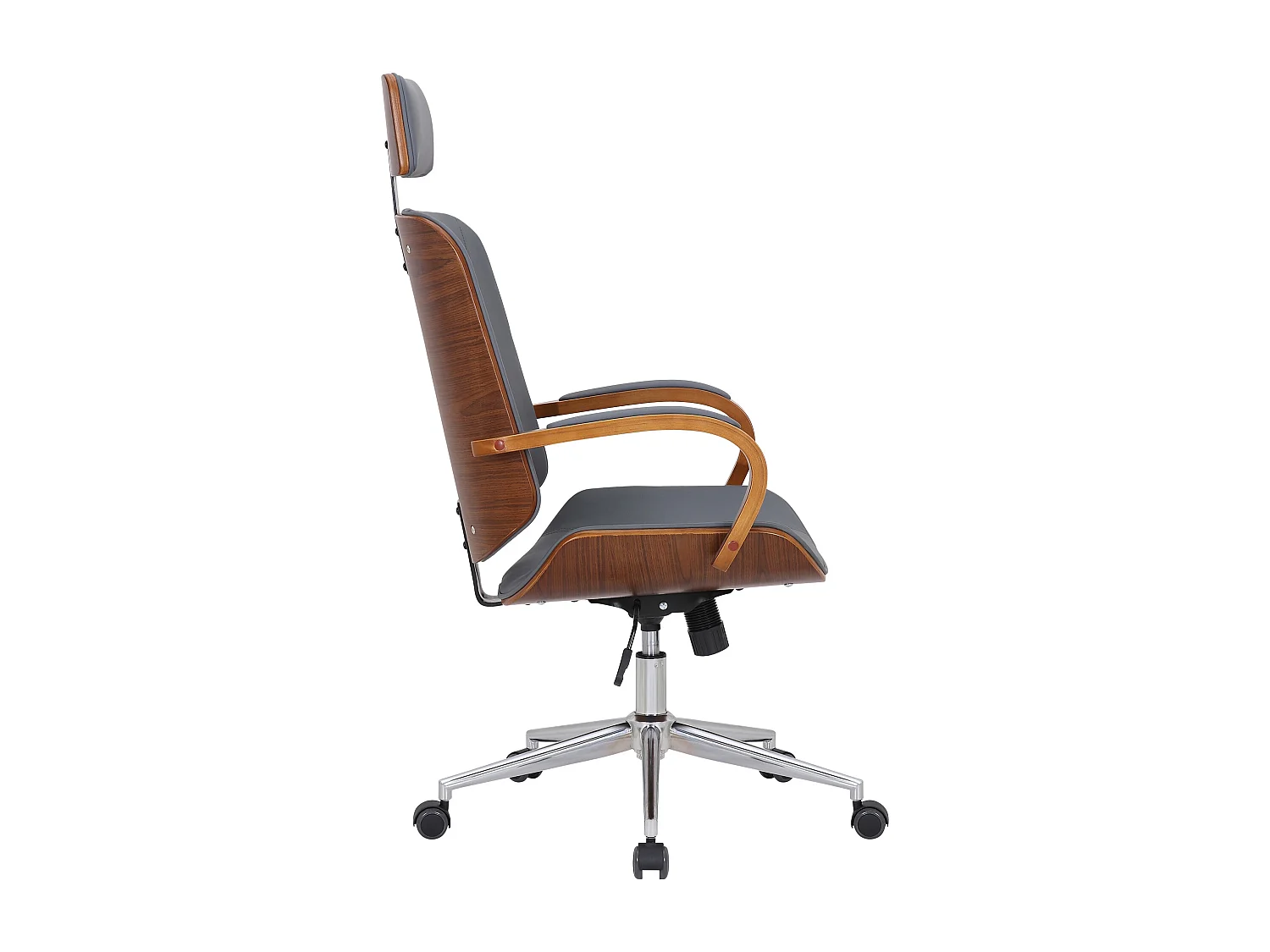 Chaise de bureau - Similicuir - Noyer / Gris - Dayton