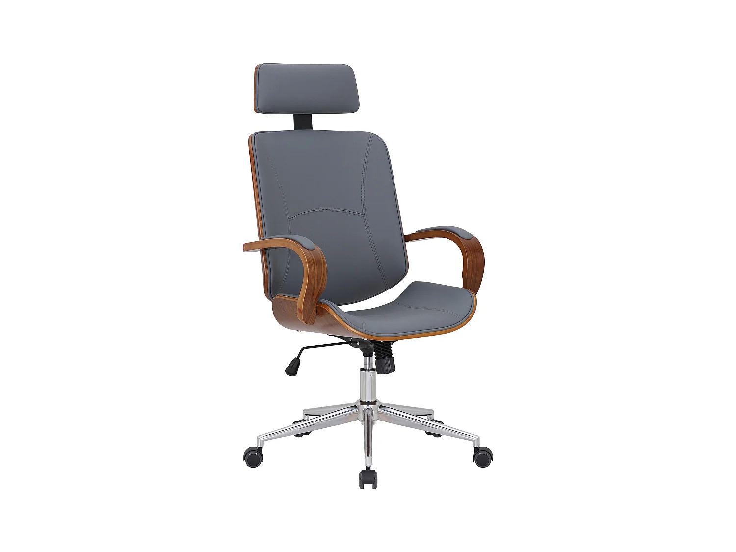 Chaise de bureau - Similicuir - Noyer / Gris - Dayton