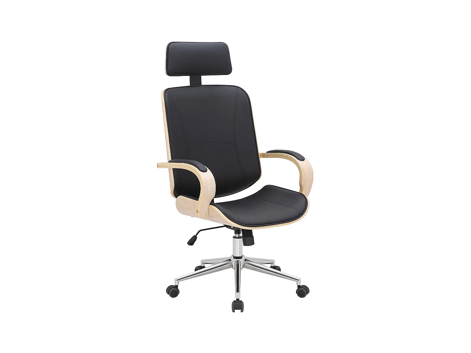 Chaise de bureau - Similicuir & Métal - Nature / Noir - Dayton
