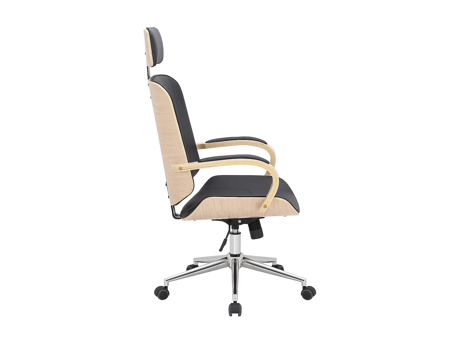 Chaise de bureau - Similicuir & Métal - Nature / Noir - Dayton