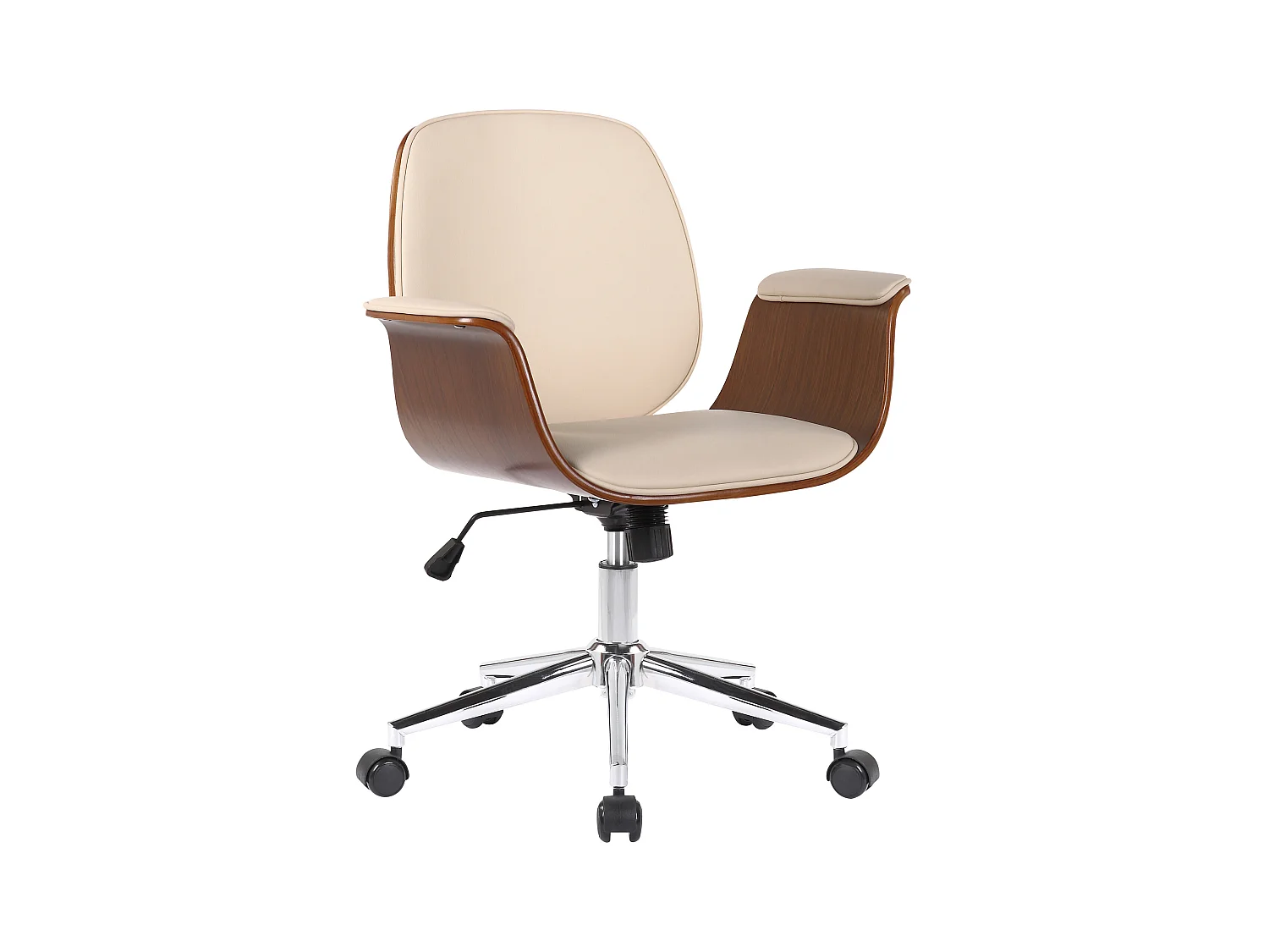 Chaise de bureau - Bois & Métal - Noyer / Crème - Kemberg