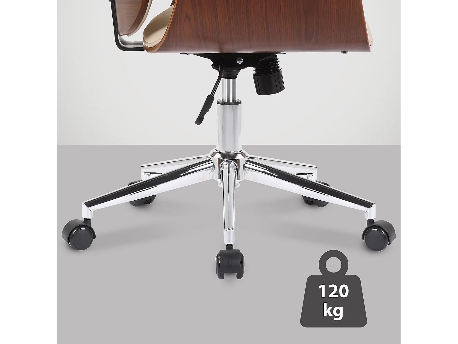 Chaise de bureau - Bois & Métal - Noyer / Crème - Kemberg