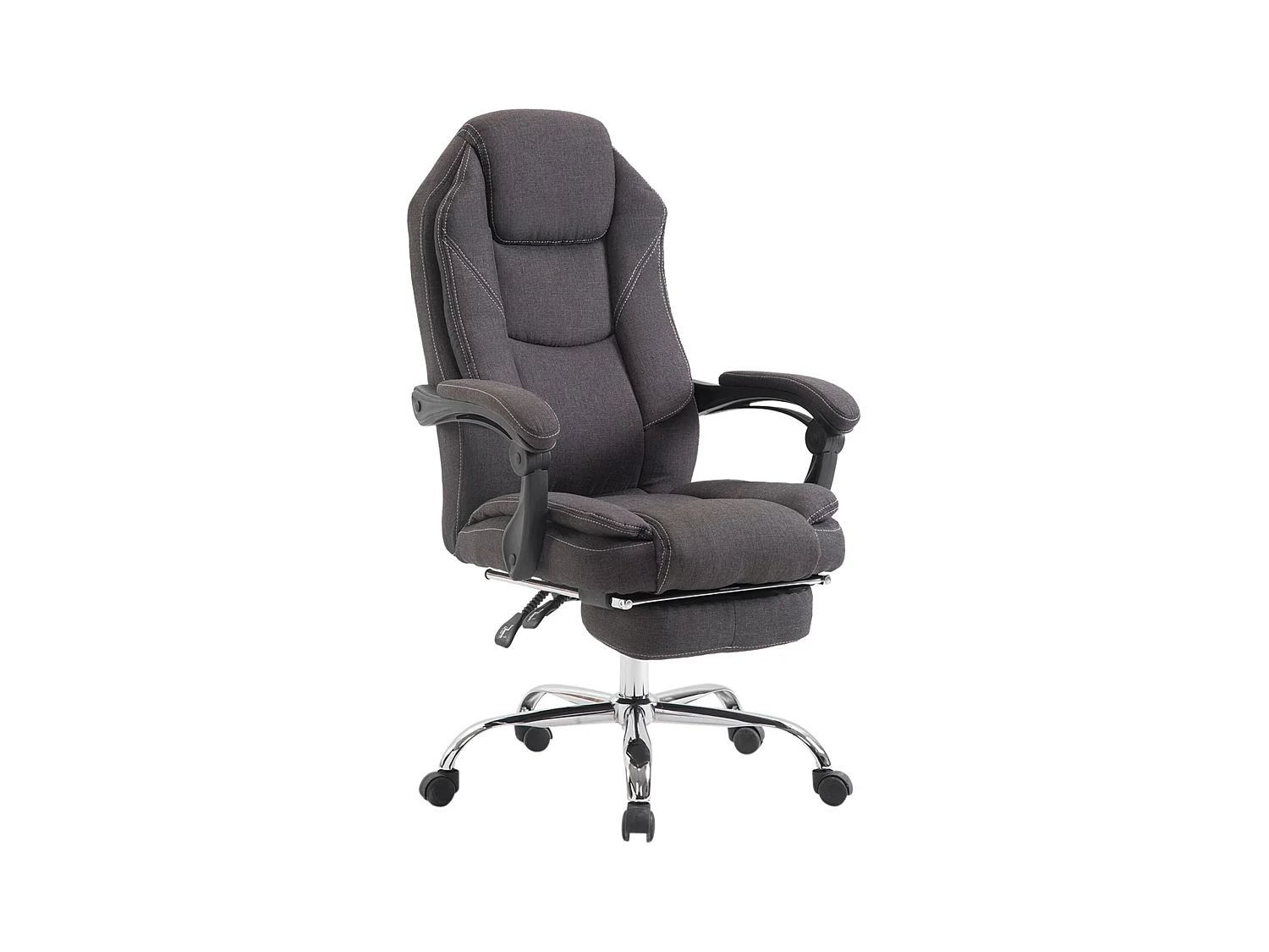 Chaise de bureau - Tissu & Noir - Gris foncé - Castle