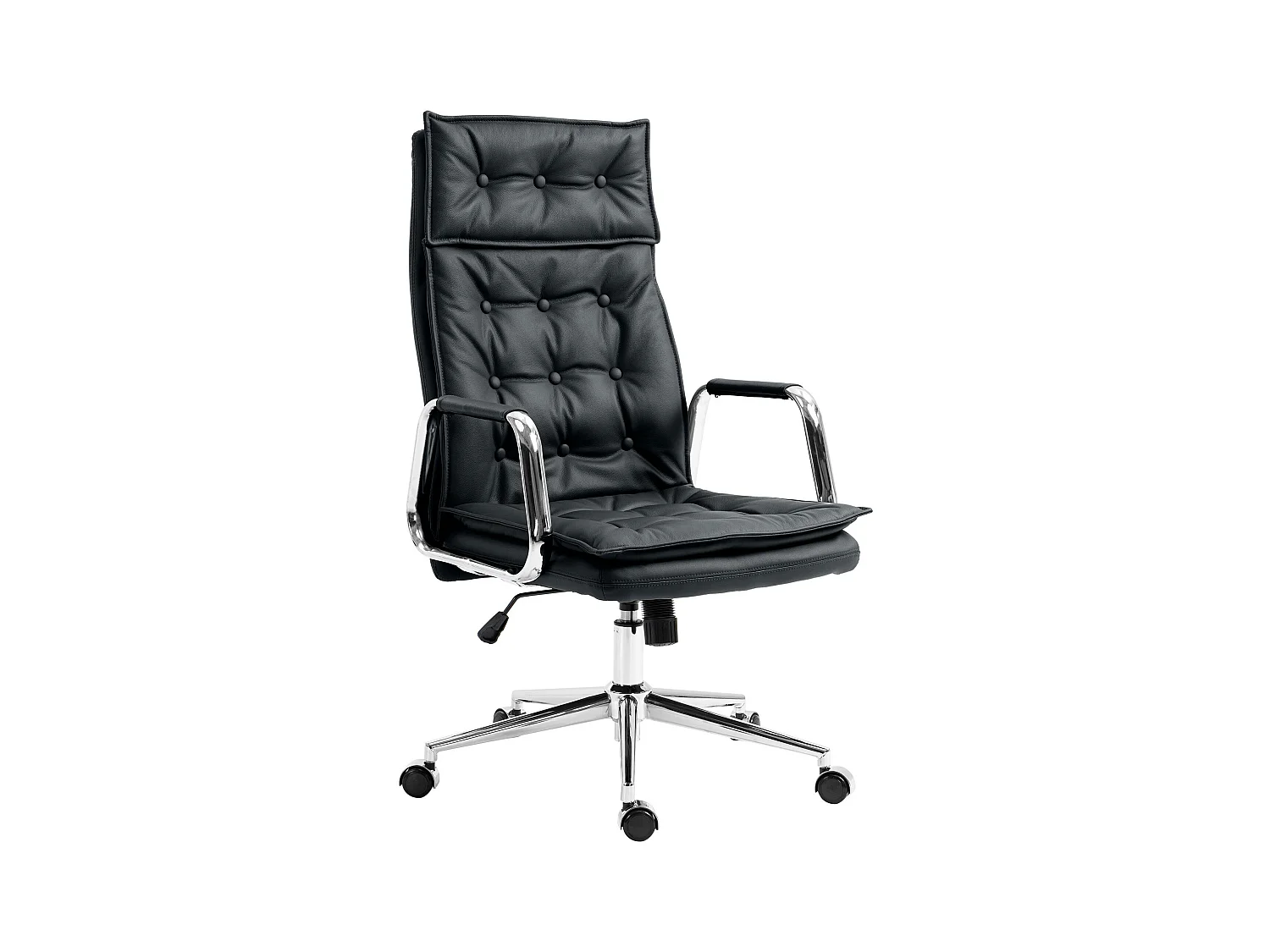 Chaise de bureau - Véritable cuir & Nature - Noir - Sotira