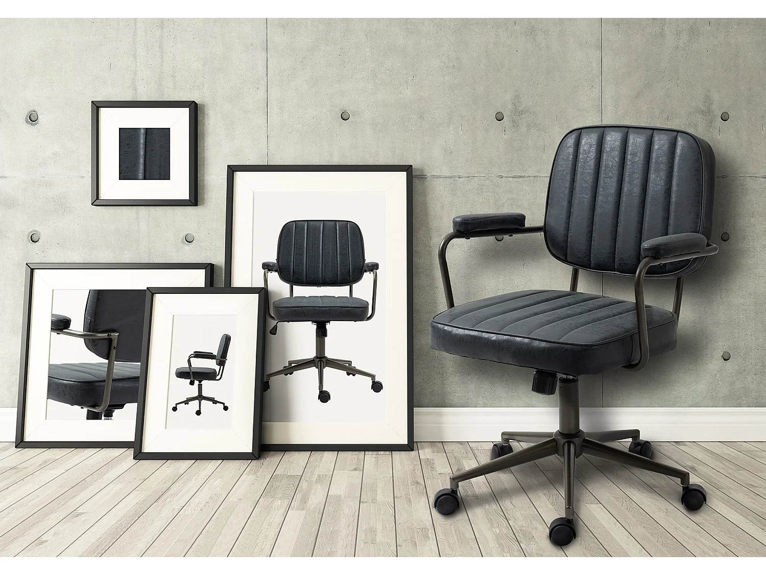 Chaise de bureau - Similicuir - Noir antique - Natrona