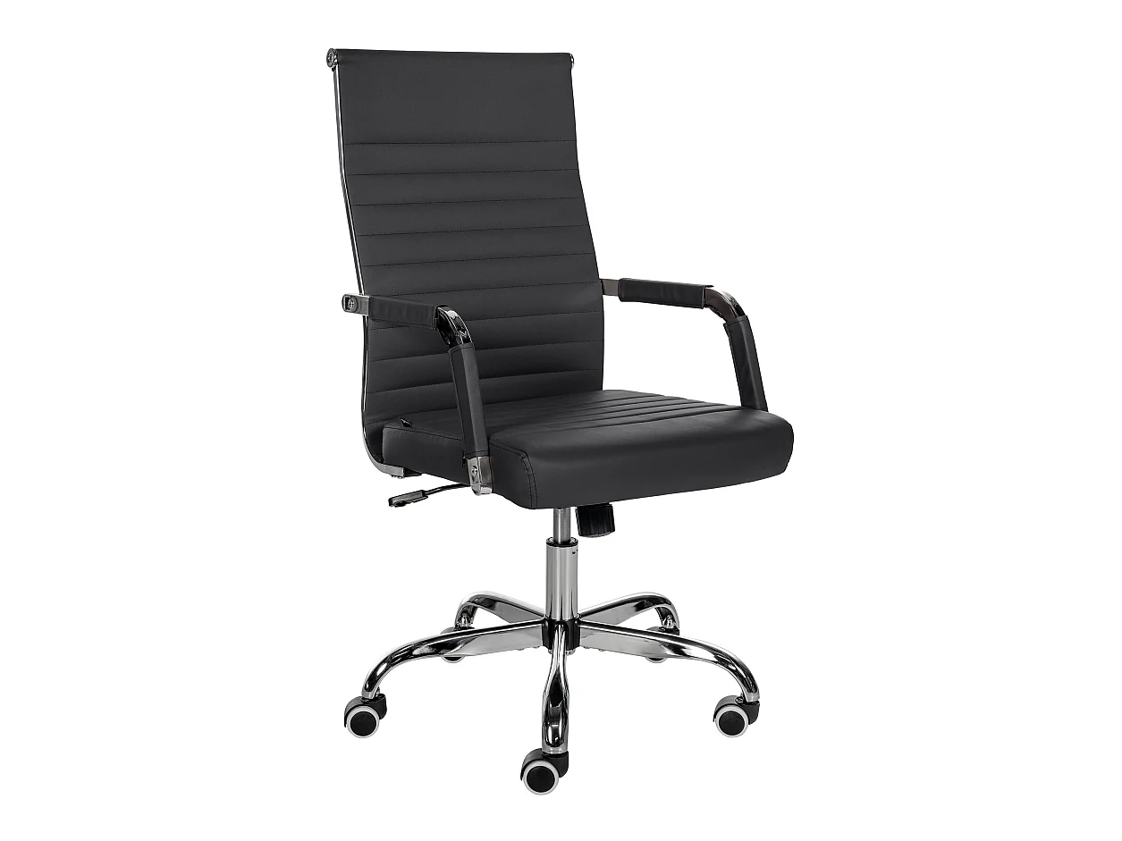 Chaise de bureau - Similicuir & Métal chromé - Noir - Amadora