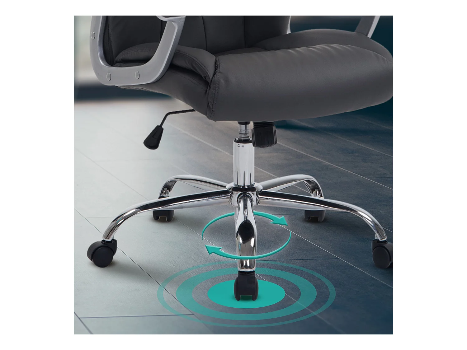 Chaise de bureau - Similicuir & Métal chromé - Gris - XXL Rodeo