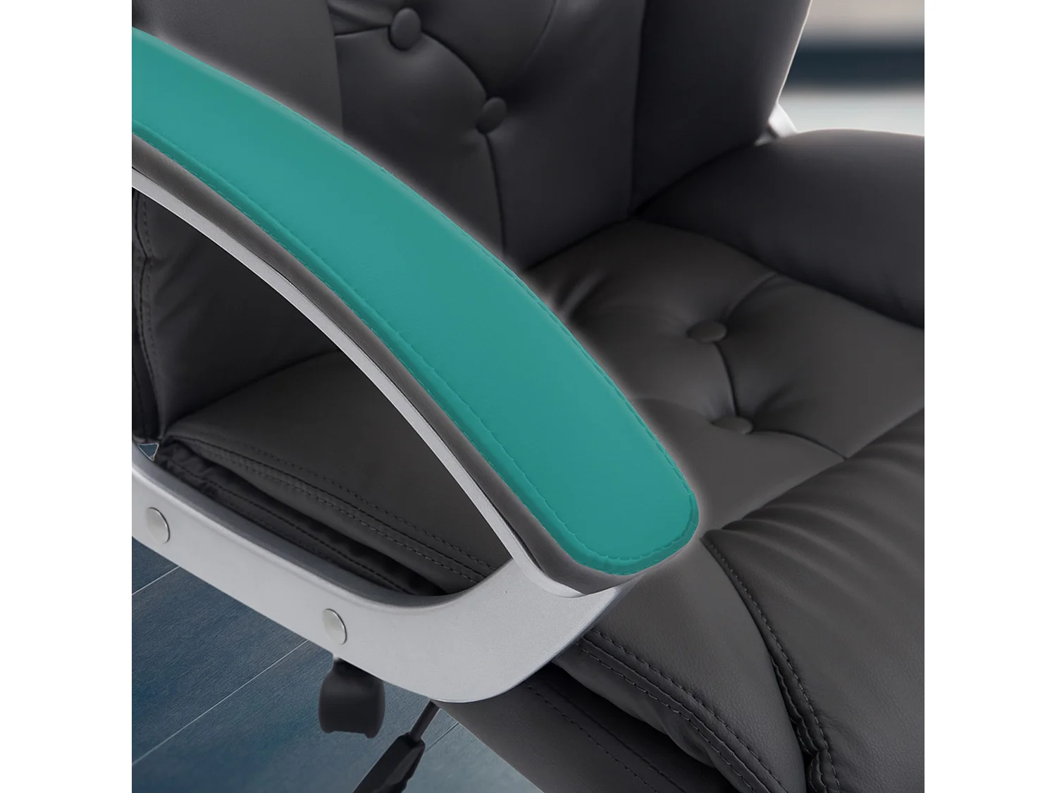 Chaise de bureau - Similicuir & Métal chromé - Gris - XXL Rodeo