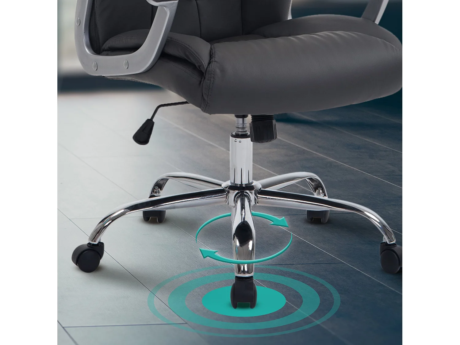 Chaise de bureau - Similicuir & Métal chromé - Gris - XXL Rodeo