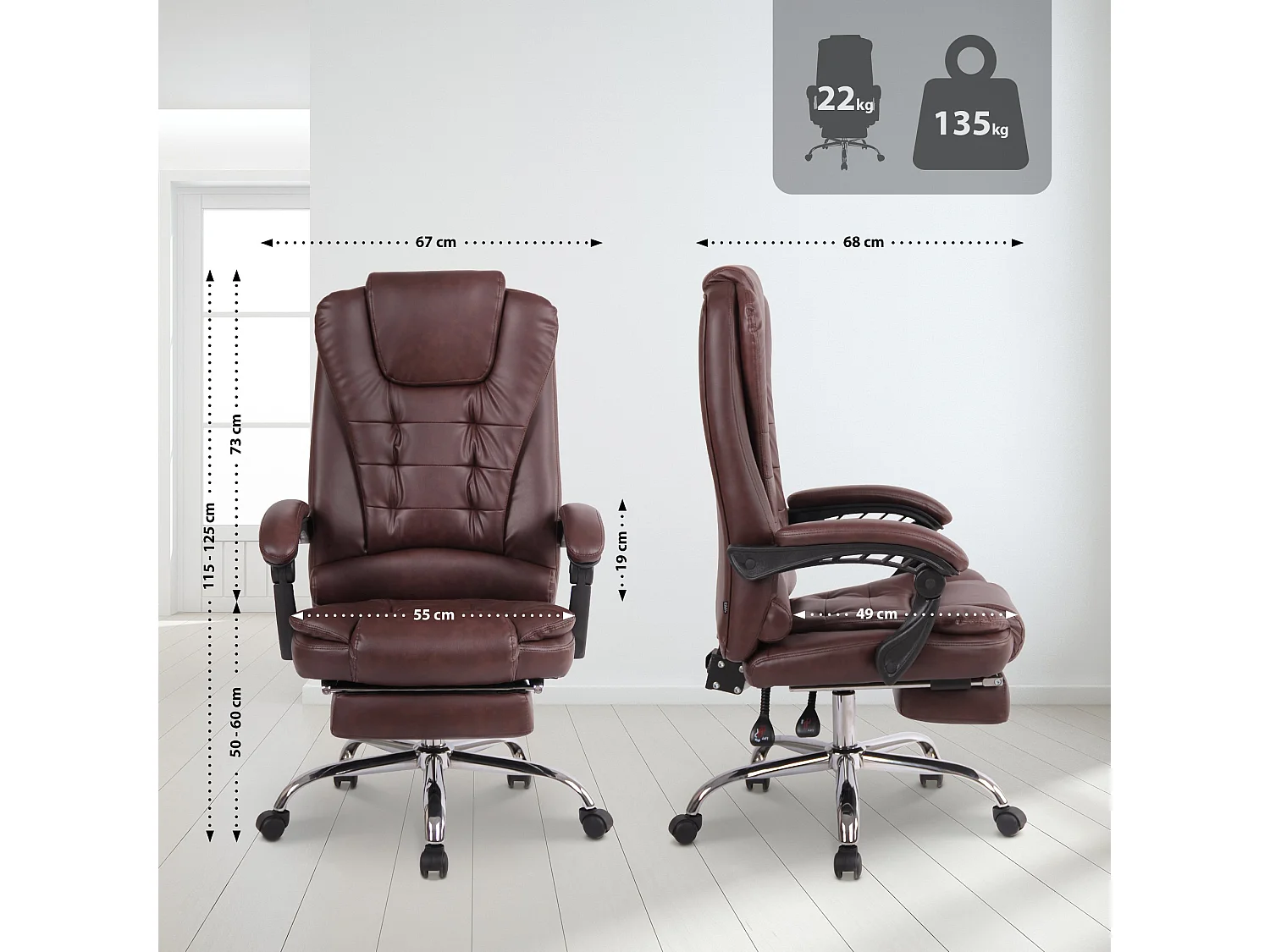 Chaise de bureau - Similicuir - Bordeaux - Oxygen