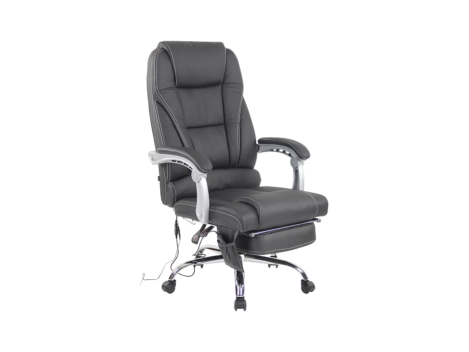 Chaise de bureau - Véritable cuir - Noir - Pacific