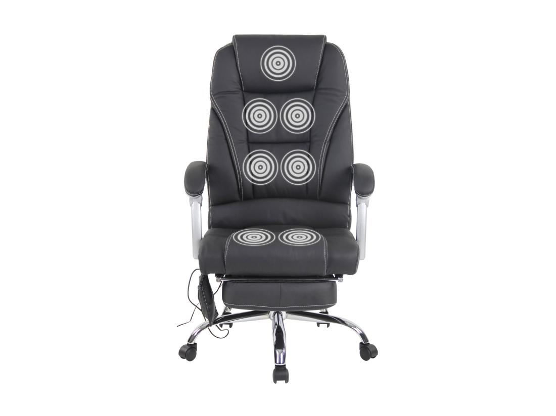 vente unique Chaise de bureau - Véritable cuir - Noir - Pacific