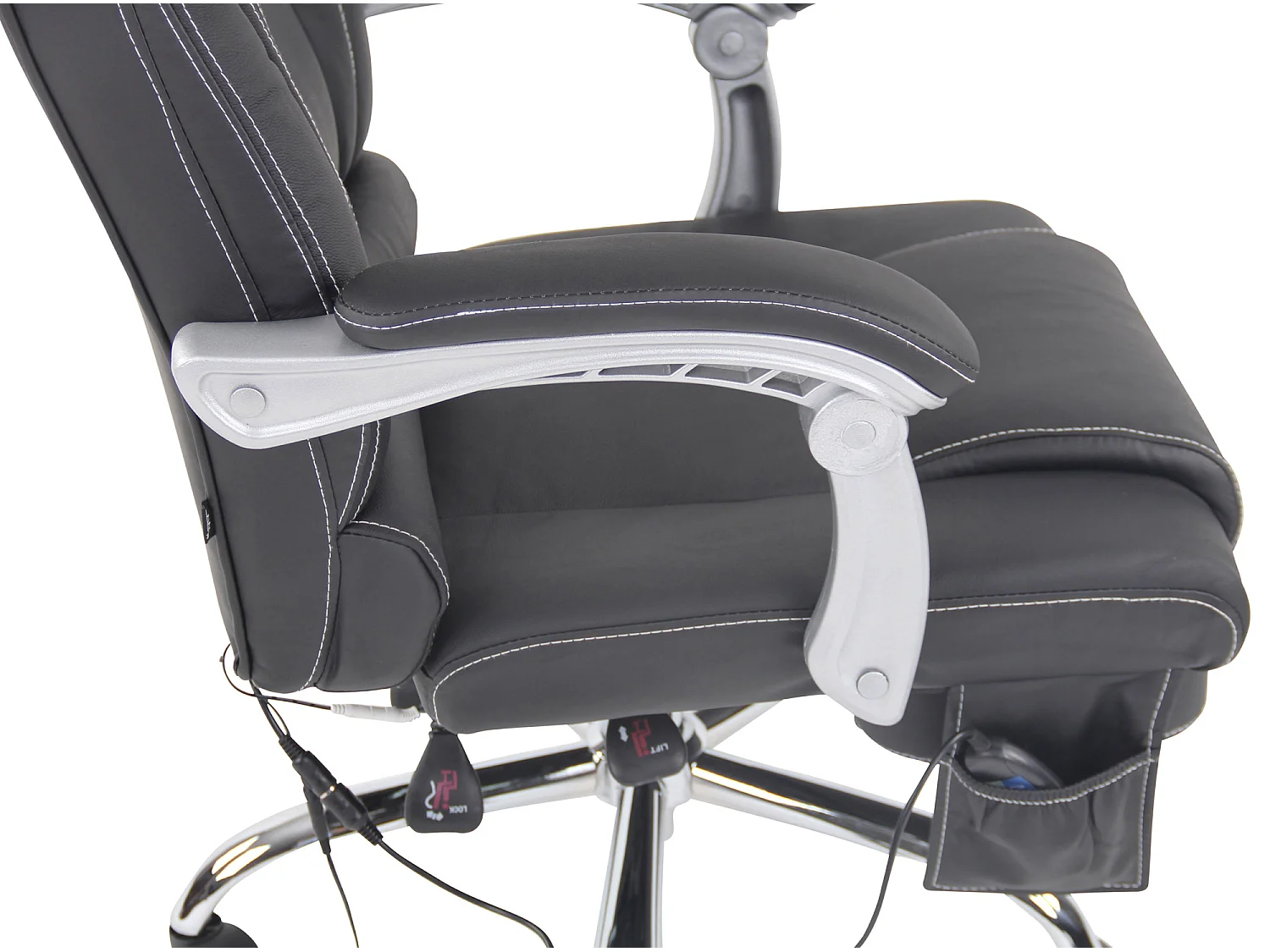 Bureaustoel - Echt leer - zwart - Pacific