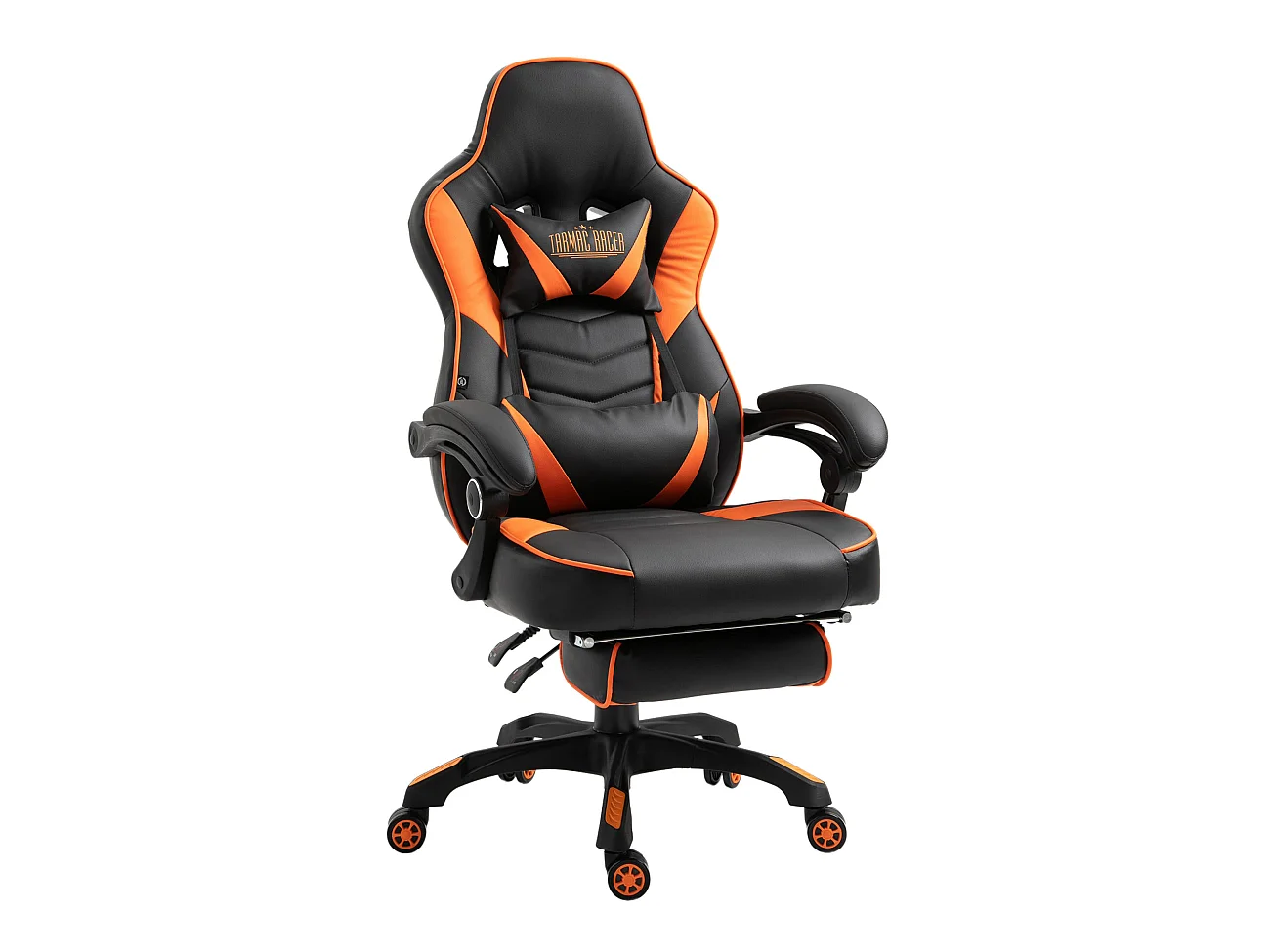 Chaise de bureau - Similicuir & Plastique - Noir / Orange - Tilos