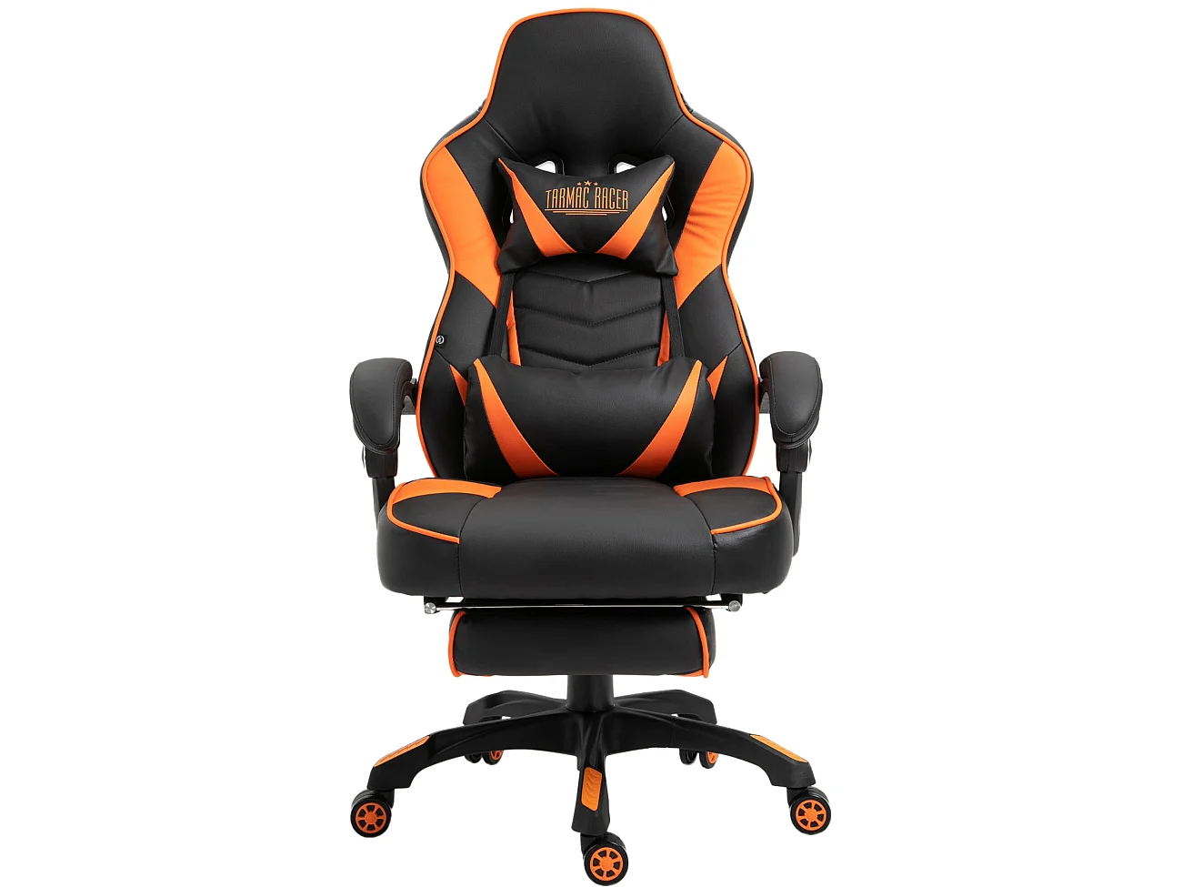 Chaise de bureau - Similicuir & Plastique - Noir / Orange - Tilos