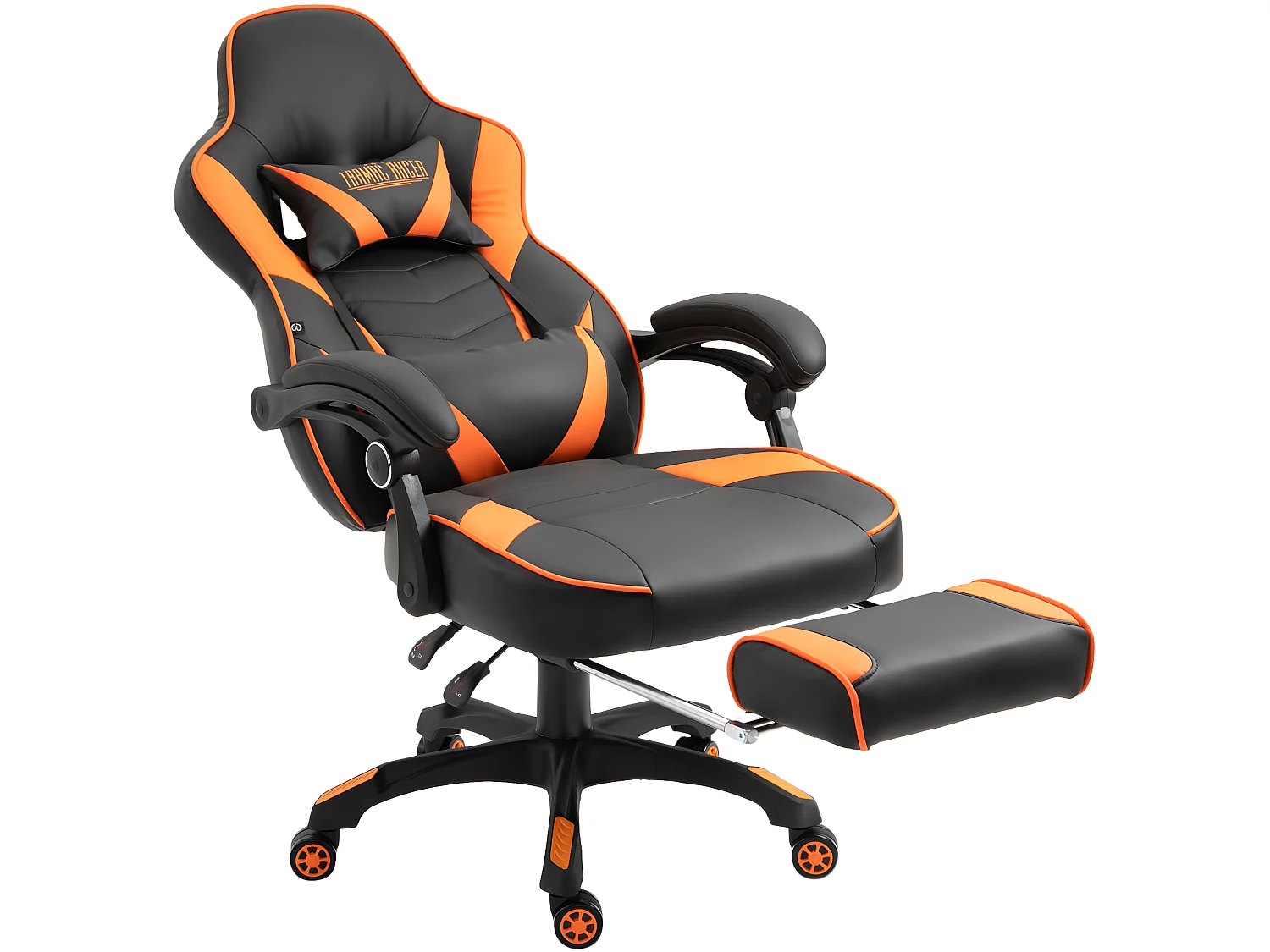 Chaise de bureau - Similicuir & Plastique - Noir / Orange - Tilos