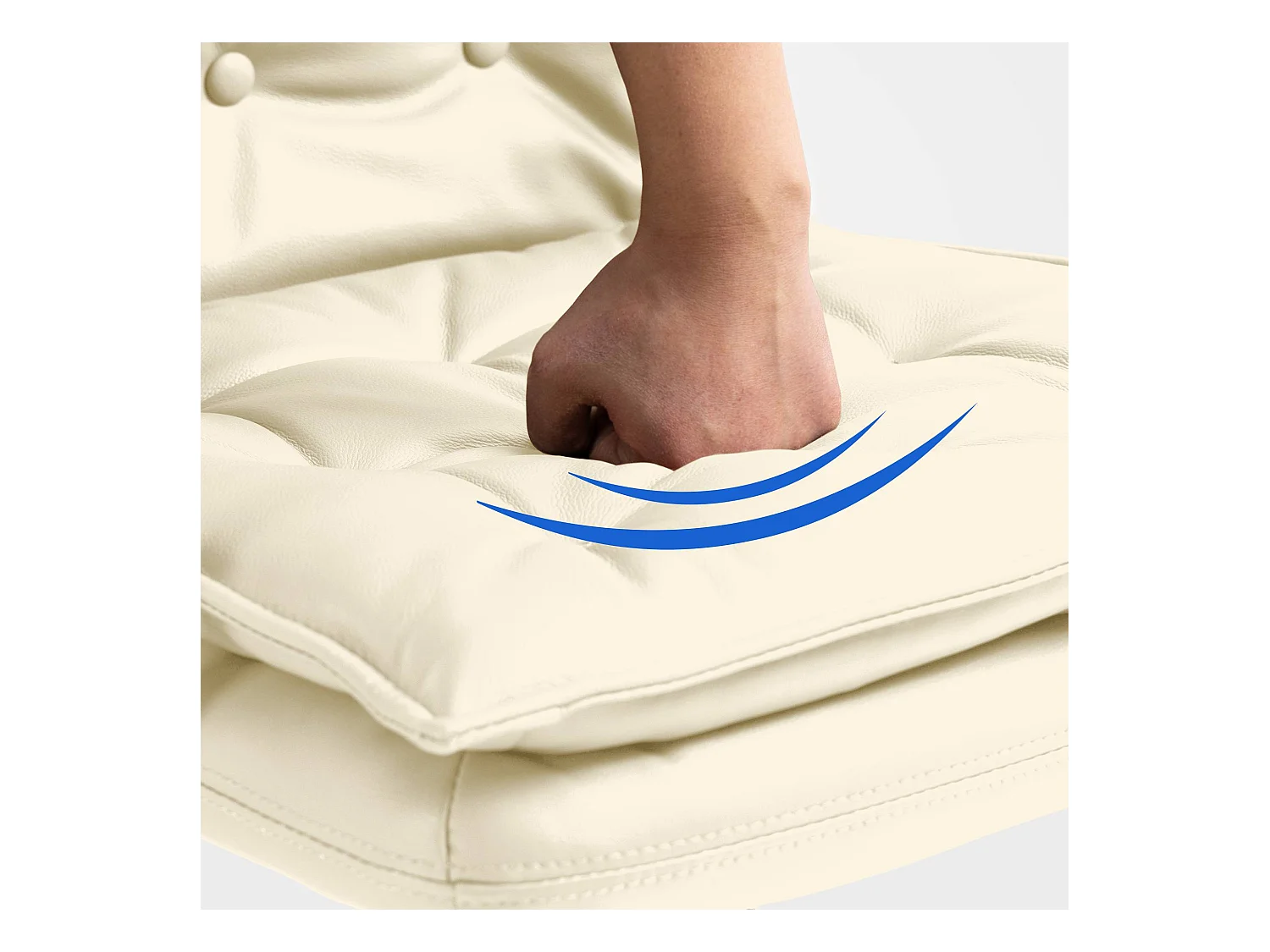 Chaise de bureau - Véritable cuir & Métal chromé - Crème - Sotira