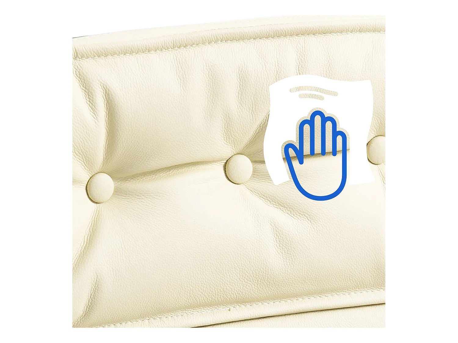 Chaise de bureau - Véritable cuir & Métal chromé - Crème - Sotira