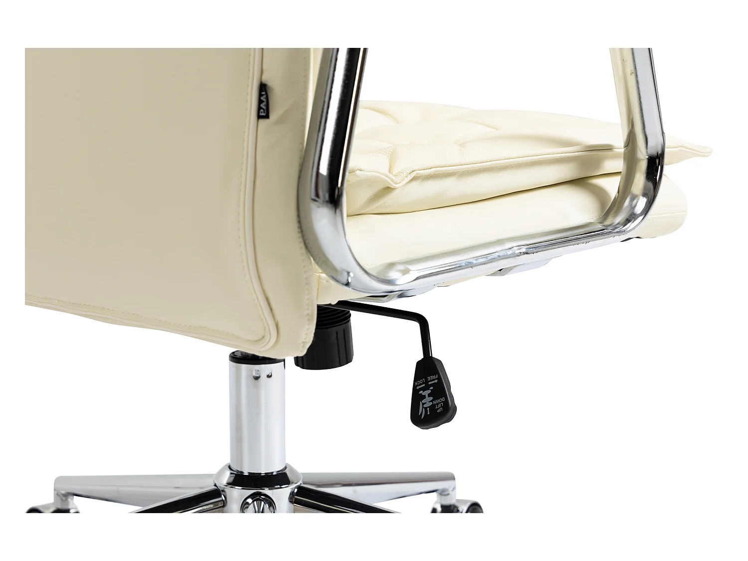 Chaise de bureau - Véritable cuir & Métal chromé - Crème - Sotira