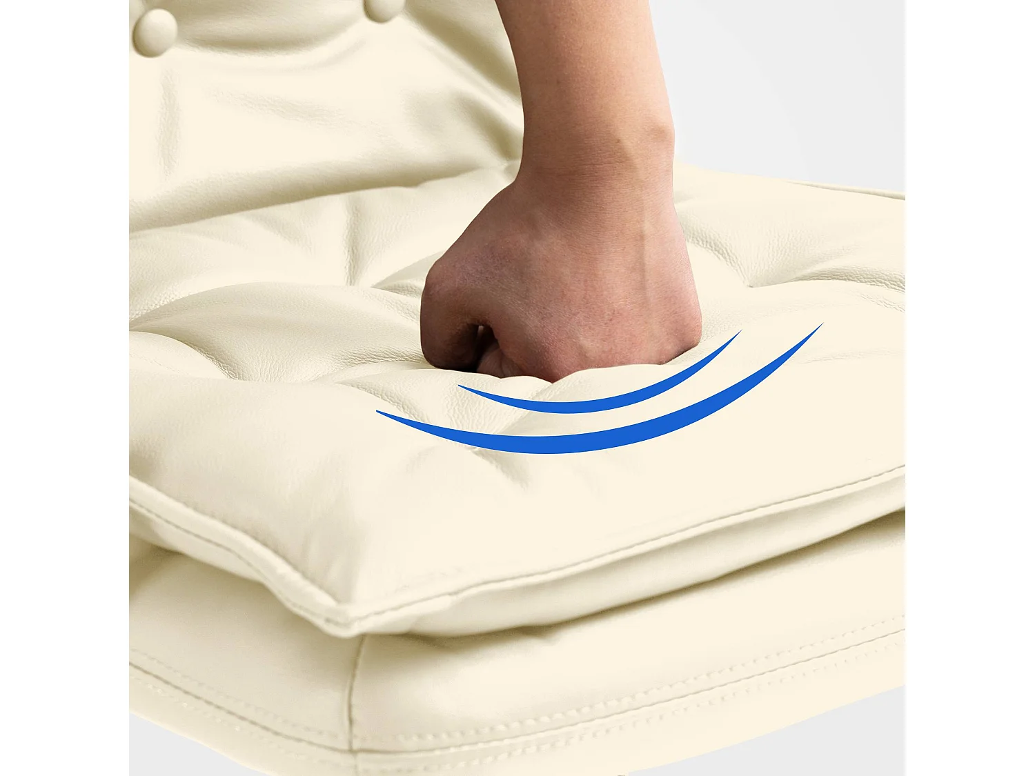 Chaise de bureau - Véritable cuir & Métal chromé - Crème - Sotira