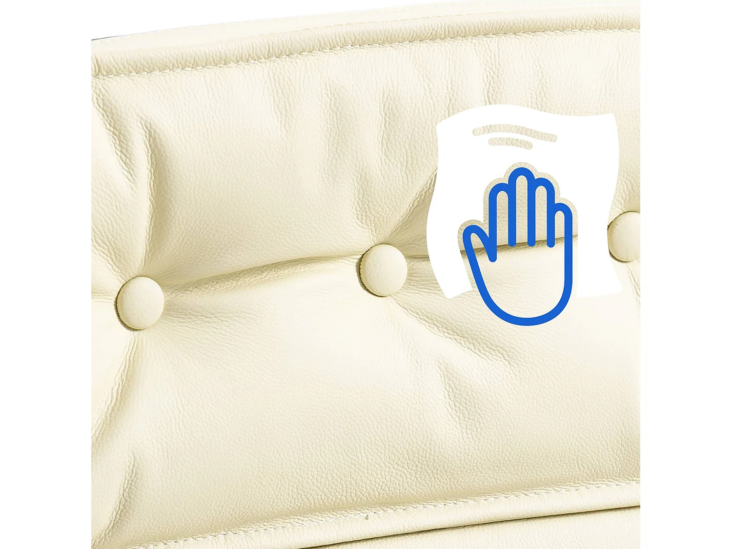 Chaise de bureau - Véritable cuir & Métal chromé - Crème - Sotira