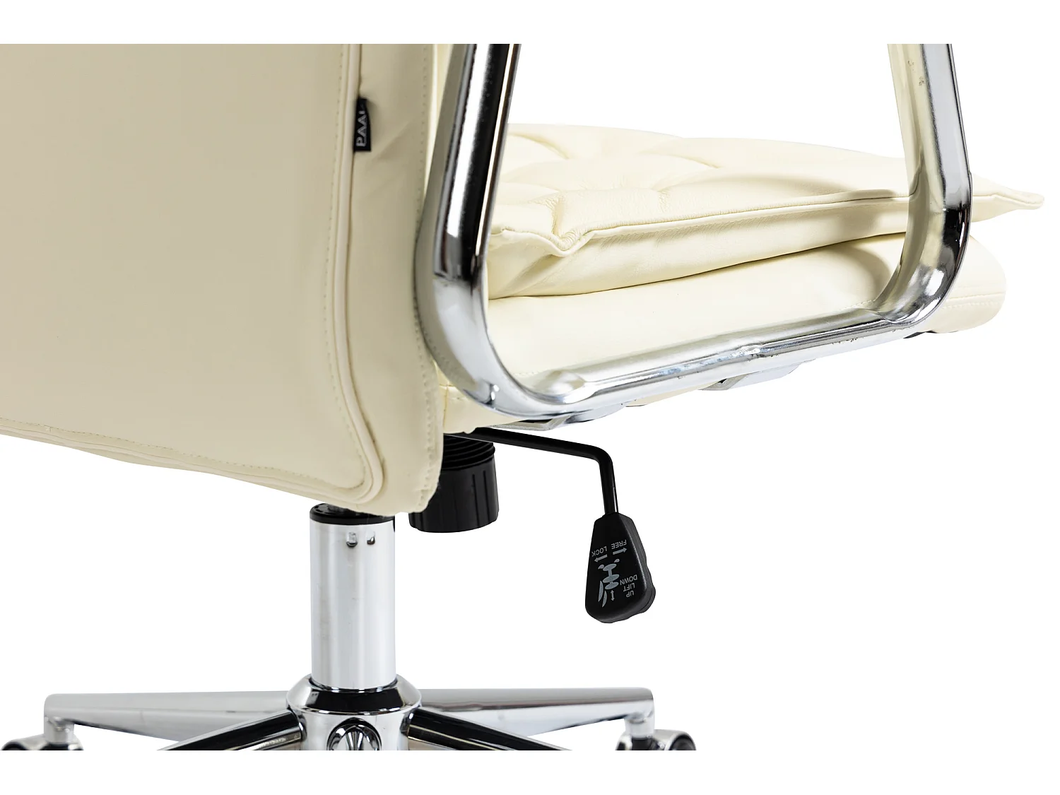 Chaise de bureau - Véritable cuir & Métal chromé - Crème - Sotira