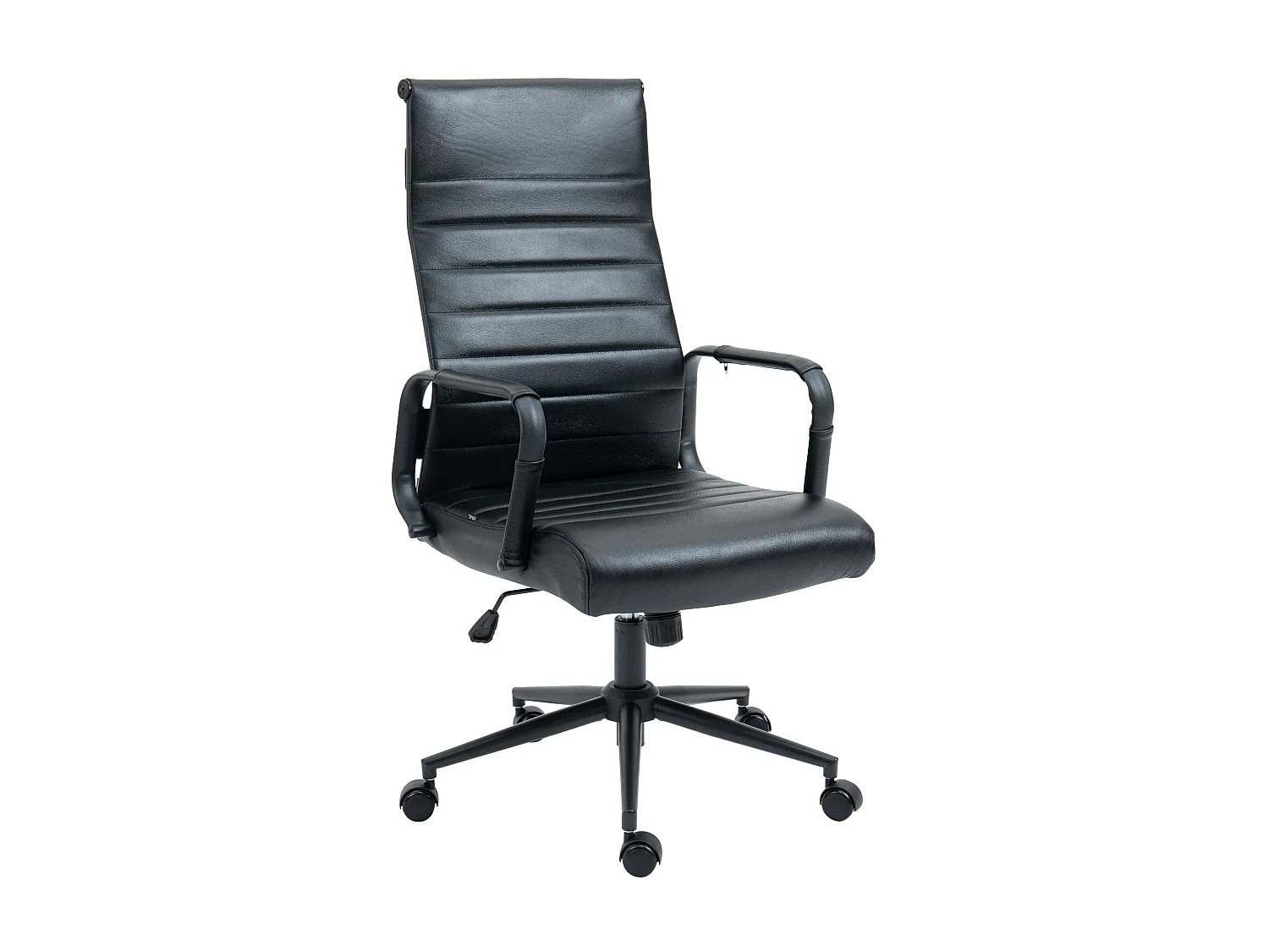 Bürosessel - Echtleder - schwarz/schwarz - Kolumbus